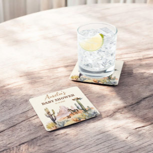 Rustic Boho Wild West Boy Baby Dusche Rechteckiger Pappuntersetzer