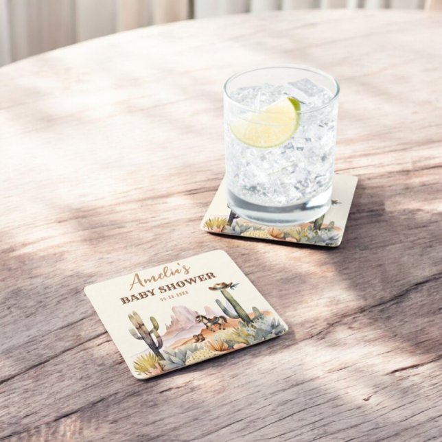 Rustic Boho Wild West Boy Baby Dusche Rechteckiger Pappuntersetzer (Von Creator hochgeladen)