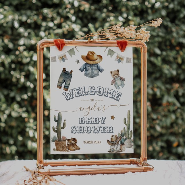 Rustic Boho Wild West Boy Babydusche Begrüßung Poster (Von Creator hochgeladen)