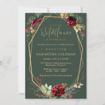 Rustic Boho Wildblume Geometric Green Baby Shower