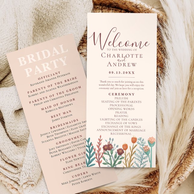 Rustic Boho Wildblume Summer Wedding Programm (Von Creator hochgeladen)