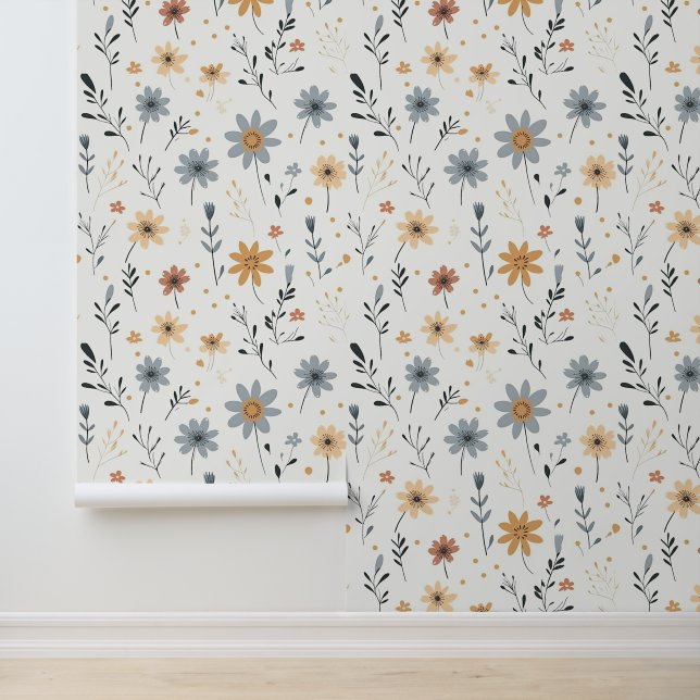 Rustic Boho Wildblume Wallpaper Tapete (Anwendung)