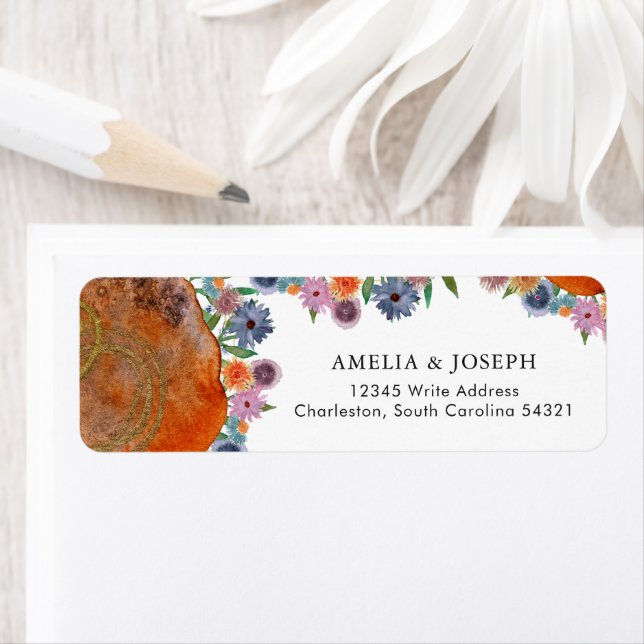 Rustic Boho Wildblume Wedding RSVP Rücksendeadress (Insitu)