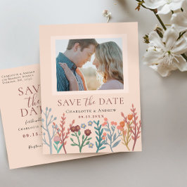 Rustic Boho Wildblume Wedding Save the Date Foto Postkarte