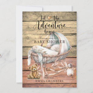 Rustic Boho Wood Boy Baby Dusche Einladung
