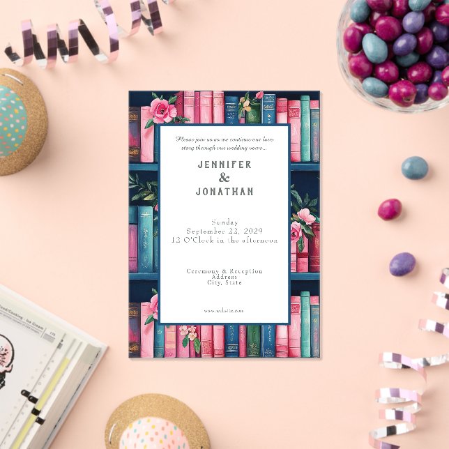 Rustic Book Lovers Print Wedding Invitation Acryleinladungen (Insitu (Feier))