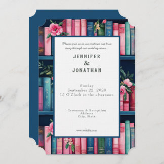 Rustic Book Lovers Print Wedding Invitation Einladung