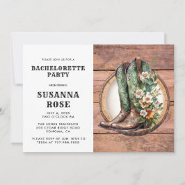 Rustic Boots Bachelorette Party Einladung