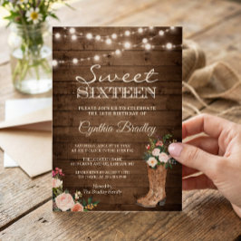 Rustic Boots Cowgirl 16 . Geburtstag 16 Einladung