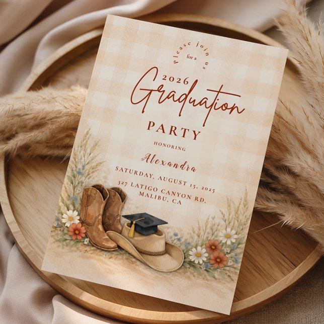 Rustic Boots Graduation Party Einladung (Von Creator hochgeladen)