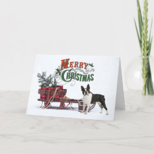 Rustic Boston Terrier Weihnachten