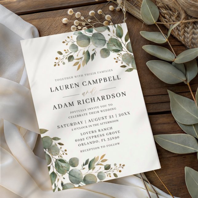 Rustic Botancial Eucalyptus Greenery Wedding Einladung (Von Creator hochgeladen)