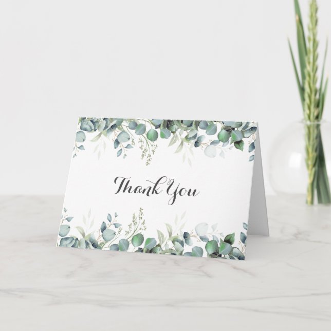 Rustic Botanical Eucalyptus Greenery Wedding Dankeskarte (Vorderseite)