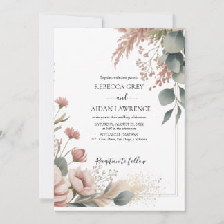 Rustic Botanical Eucalyptus Greenery Wedding  Einladung