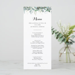 Rustic Botanical Eucalyptus Greenery Wedding Menükarte