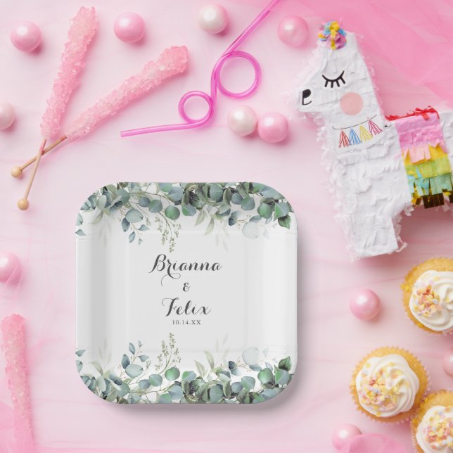 Rustic Botanical Eucalyptus Greenery Wedding Pappteller (Party)