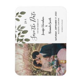 Rustic botanical monogram photo Save the Date Magnet