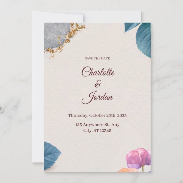 Rustic Botanical Save the Date Card (Vorderseite)