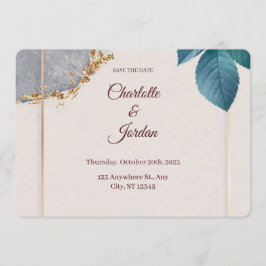 Rustic Botanical Save the Date Card