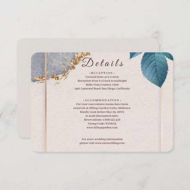 Rustic Botanical Wedding Enclosure Card | Elegant  Begleitkarte (Vorne/Hinten)