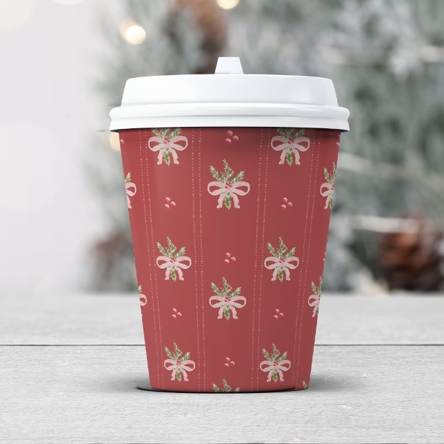 Rustic Botanicals Feiertage Pappbecher (Rustic Botanicals Holiday Paper Cups | Holly, Berries & Christmas Party Décor by Painted Paperie)