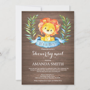 Rustic Boy Lion Baby Shooter by Mail Einladung