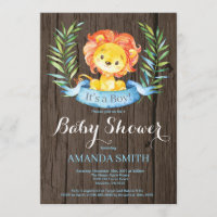 Rustic Boy Lion Baby Shower Einladung