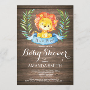Rustic Boy Lion Baby Shower Einladung