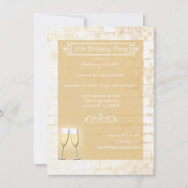 Rustic Brick 50. Geburtstagsparty Einladung (Vorderseite)
