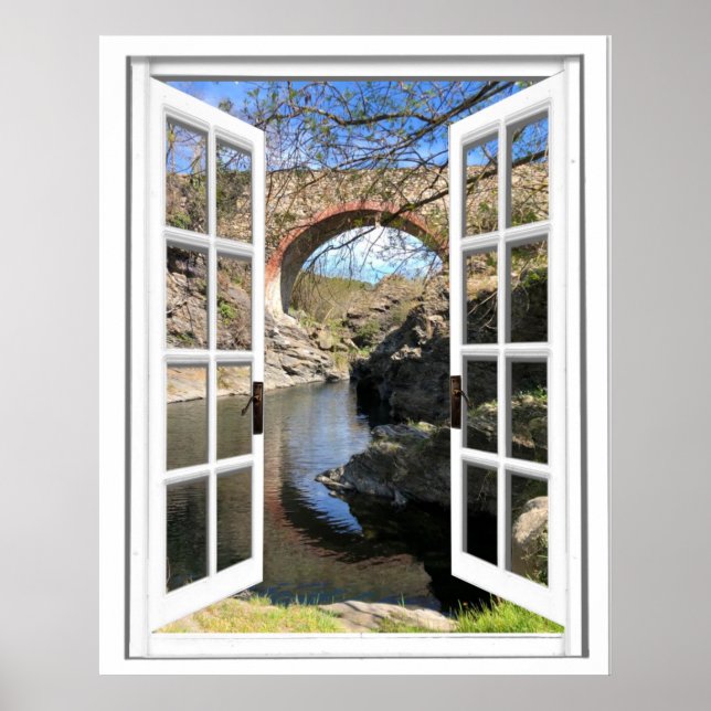 Rustic Bridge Window View Poster (Vorne)