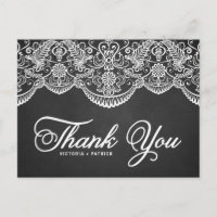 Rustic Brocade Lace Wedding Danke Postcard
