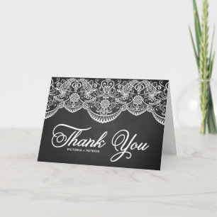 Rustic Brocade Lace Wedding Dankeschön Card Dankeskarte