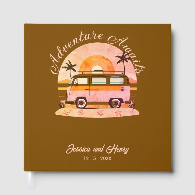 Rustic Brown Adventure erwartet Reisen Gästebuch (Vorderseite)