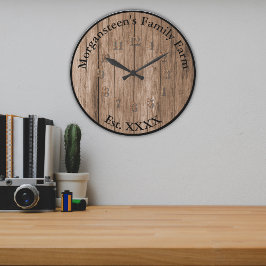 Rustic Brown Barnwood Family Zuhause etabliert Große Wanduhr