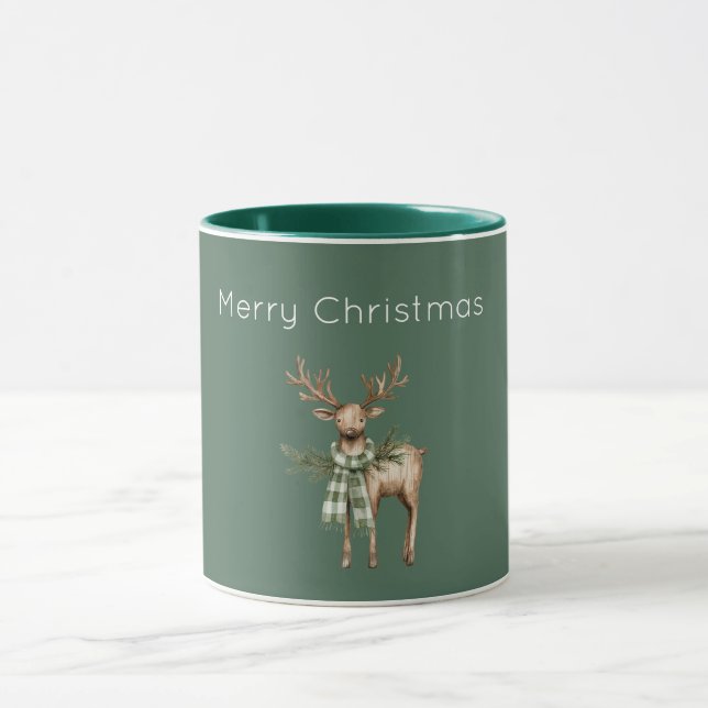 Rustic Brown Cream Green Deer Tasse (Zentrum)