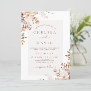 Rustic Brown Fall Floral Wedding Einladung
