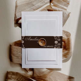 Rustic Brown Floral Wedding Einladungsbanderole