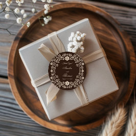 Rustic Brown Floral Wedding Thank You Runder Aufkleber