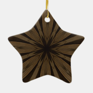 Rustic Brown Flower Kaleidoscope Design Keramik Ornament
