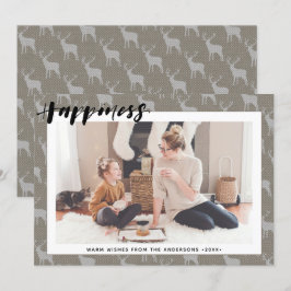 Rustic Brown Gray Burlap Einfache Skriptglücklichk Feiertagskarte