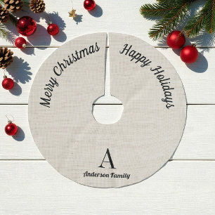 Rustic Brown Gray Familienname Weihnachtsbaumrock Polyester Weihnachtsbaumdecke