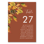 Rustic Brown Herbst Foliage Wedname Guest Name Tischnummer<br><div class="desc">Rustikal Braun Herbst Hochzeit im Herbst Tischnummer mit Gastnamen. Alle Texte sind so vorbereitet,  dass Sie sie einfach und schnell mit Ihren eigenen Details personalisieren können.</div>
