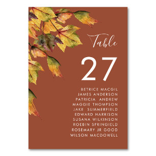 Rustic Brown Herbst Foliage Wedname Guest Name Tischnummer