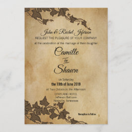 Rustic Brown Ivy Wedding Einladung