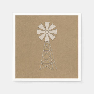 Rustic Brown Kraft Farm Windmill Moderne Hochzeit Serviette