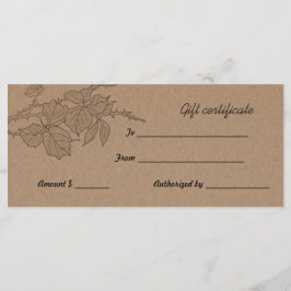 Rustic Brown Kraft Paper Blätter Geschenkgutschein