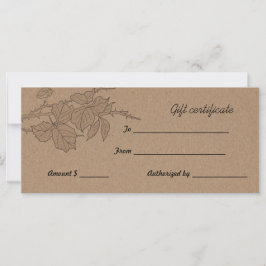 Rustic Brown Kraft Paper Blätter Geschenkgutschein