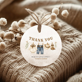 Rustic Brown Little Cowboy ist auf dem Weg Danke Geschenkanhänger