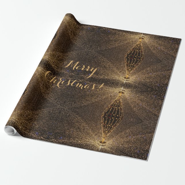 Rustic Brown Mirror Pattern Weihnachtsbaumleuchten Geschenkpapier (Ungerollt)