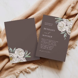 Rustic Brown & Off White Floral Wedding Einladung